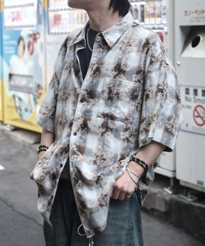 25SS ウォッシュ加工 半袖チェックシャツ