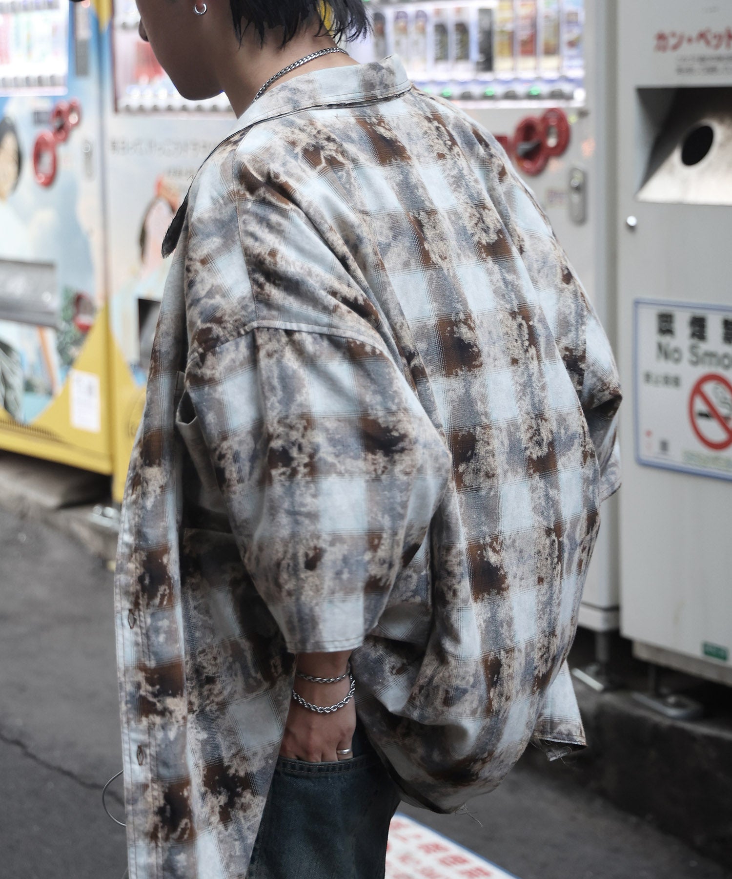 25SS ウォッシュ加工 半袖チェックシャツ