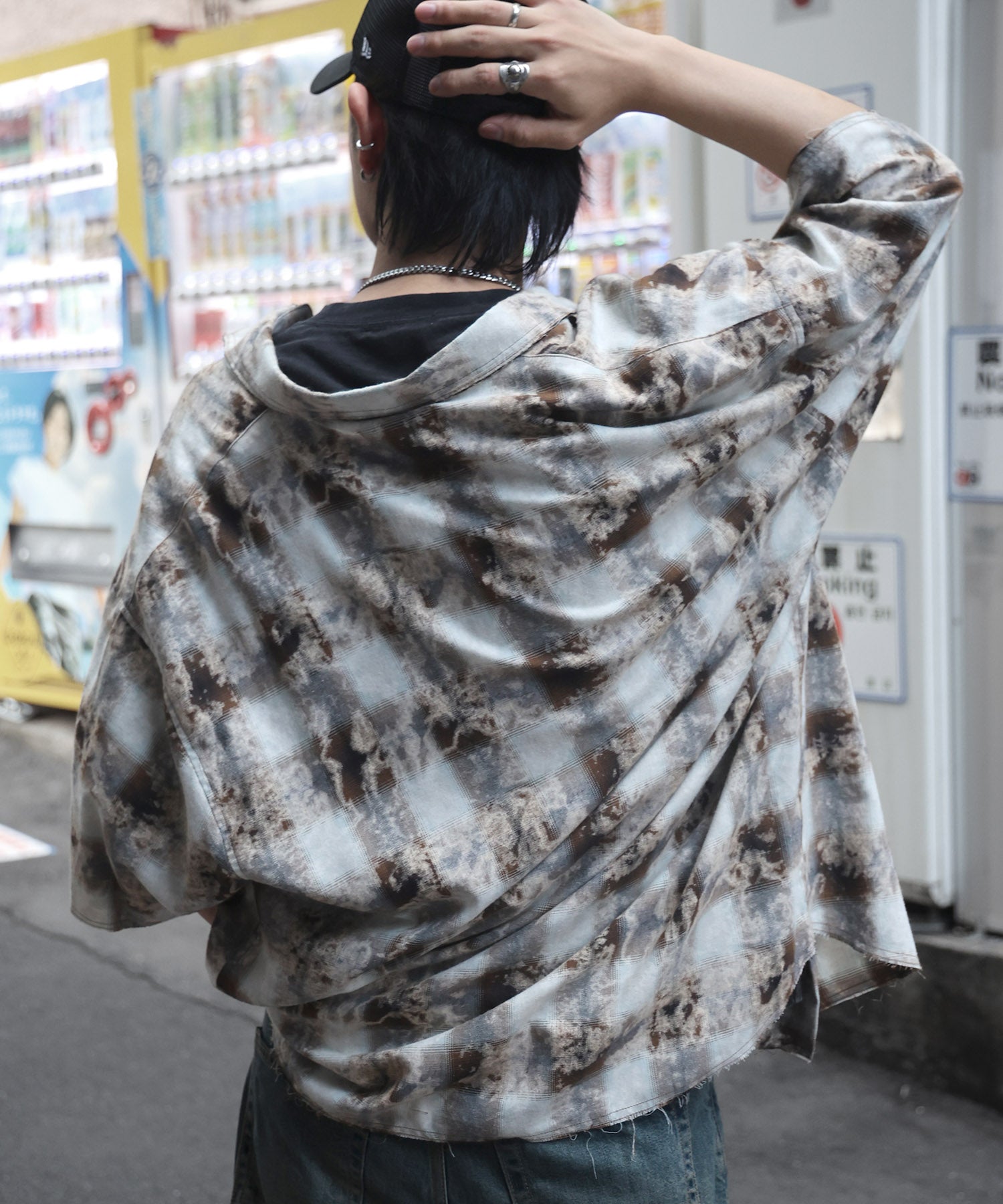 25SS ウォッシュ加工 半袖チェックシャツ