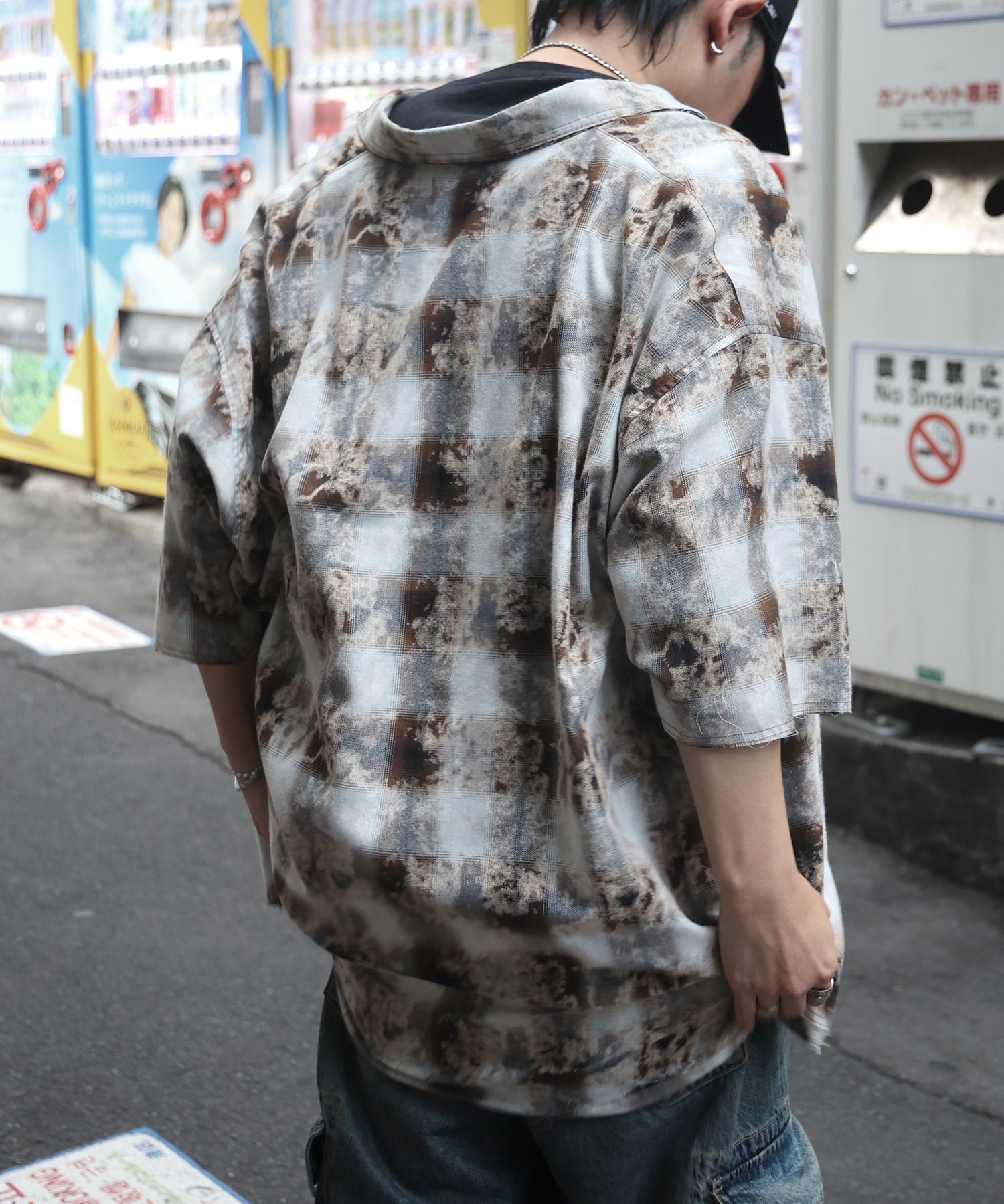 25SS ウォッシュ加工 半袖チェックシャツ