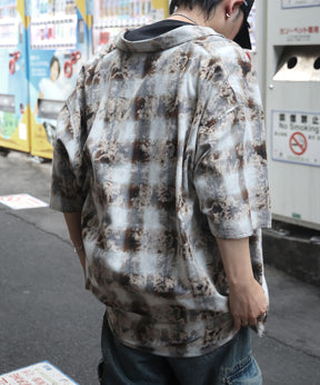 25SS ウォッシュ加工 半袖チェックシャツ