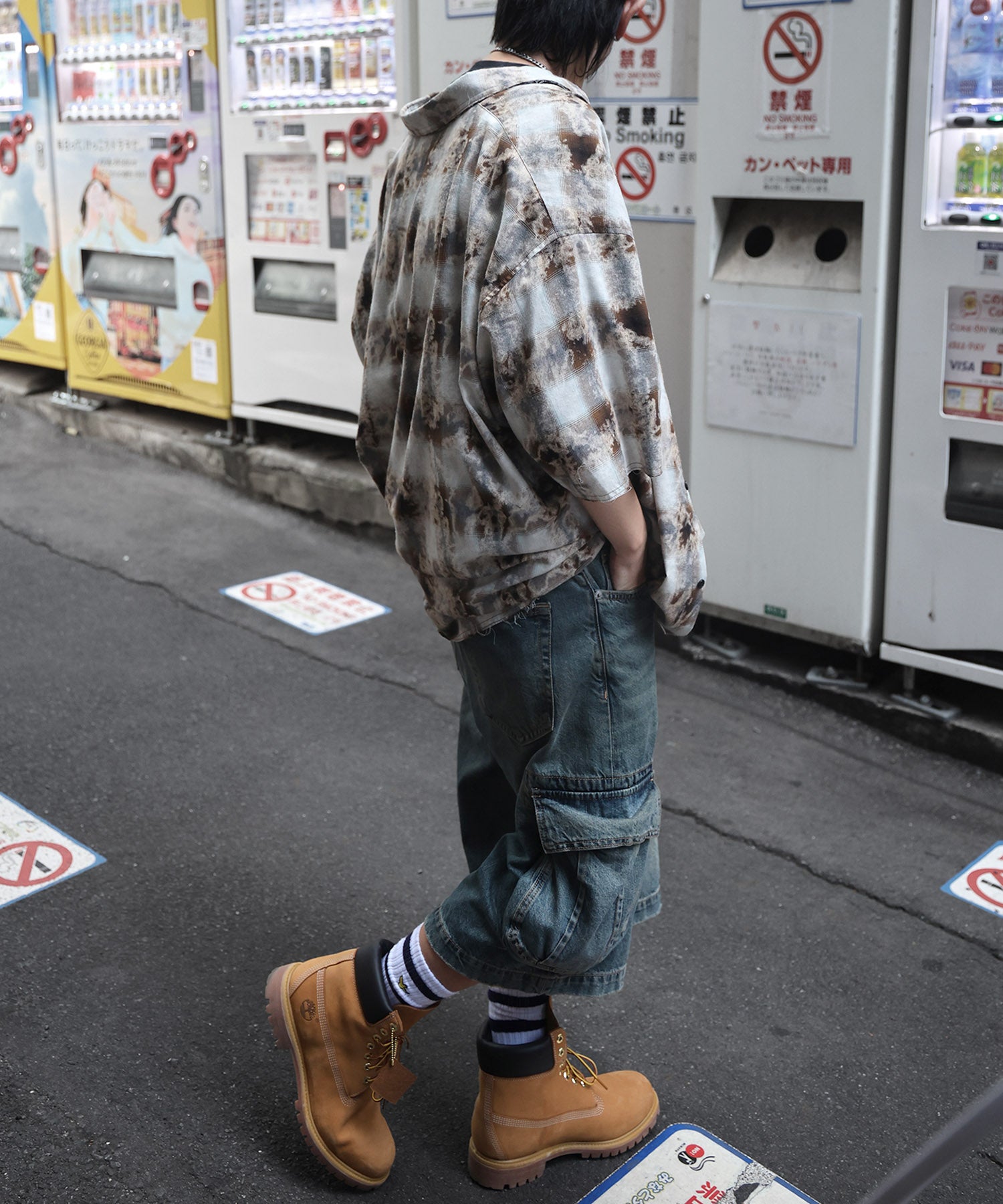25SS ウォッシュ加工 半袖チェックシャツ