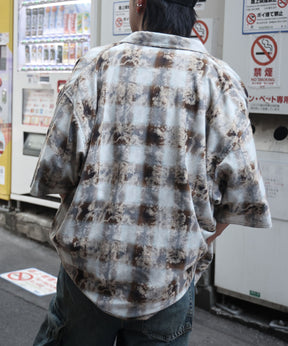 25SS ウォッシュ加工 半袖チェックシャツ