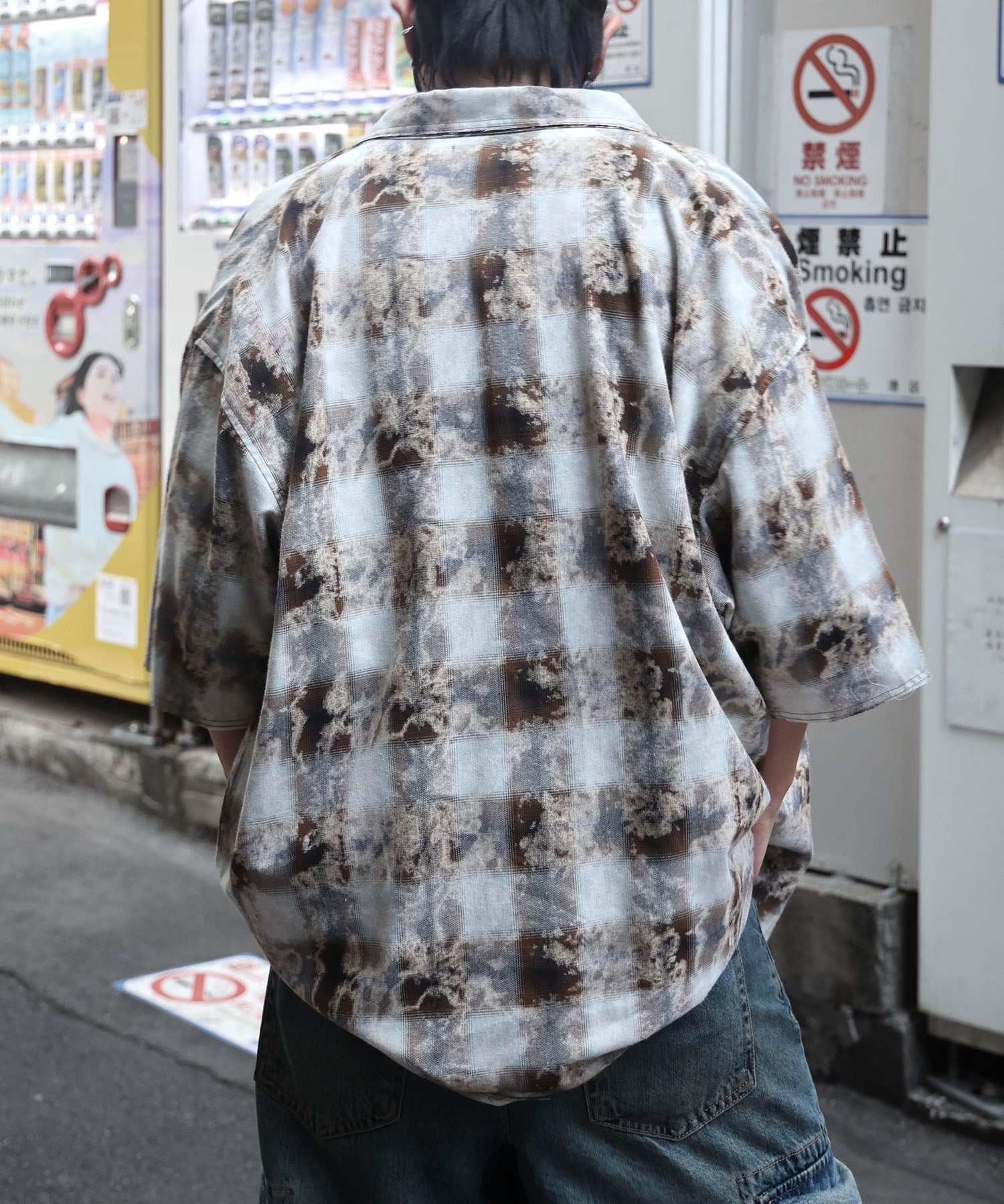 25SS ウォッシュ加工 半袖チェックシャツ