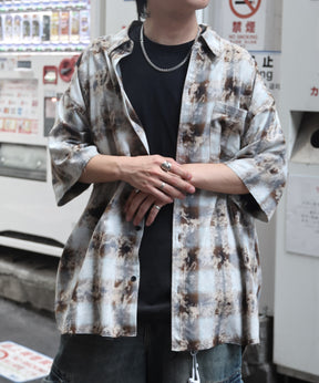 25SS ウォッシュ加工 半袖チェックシャツ