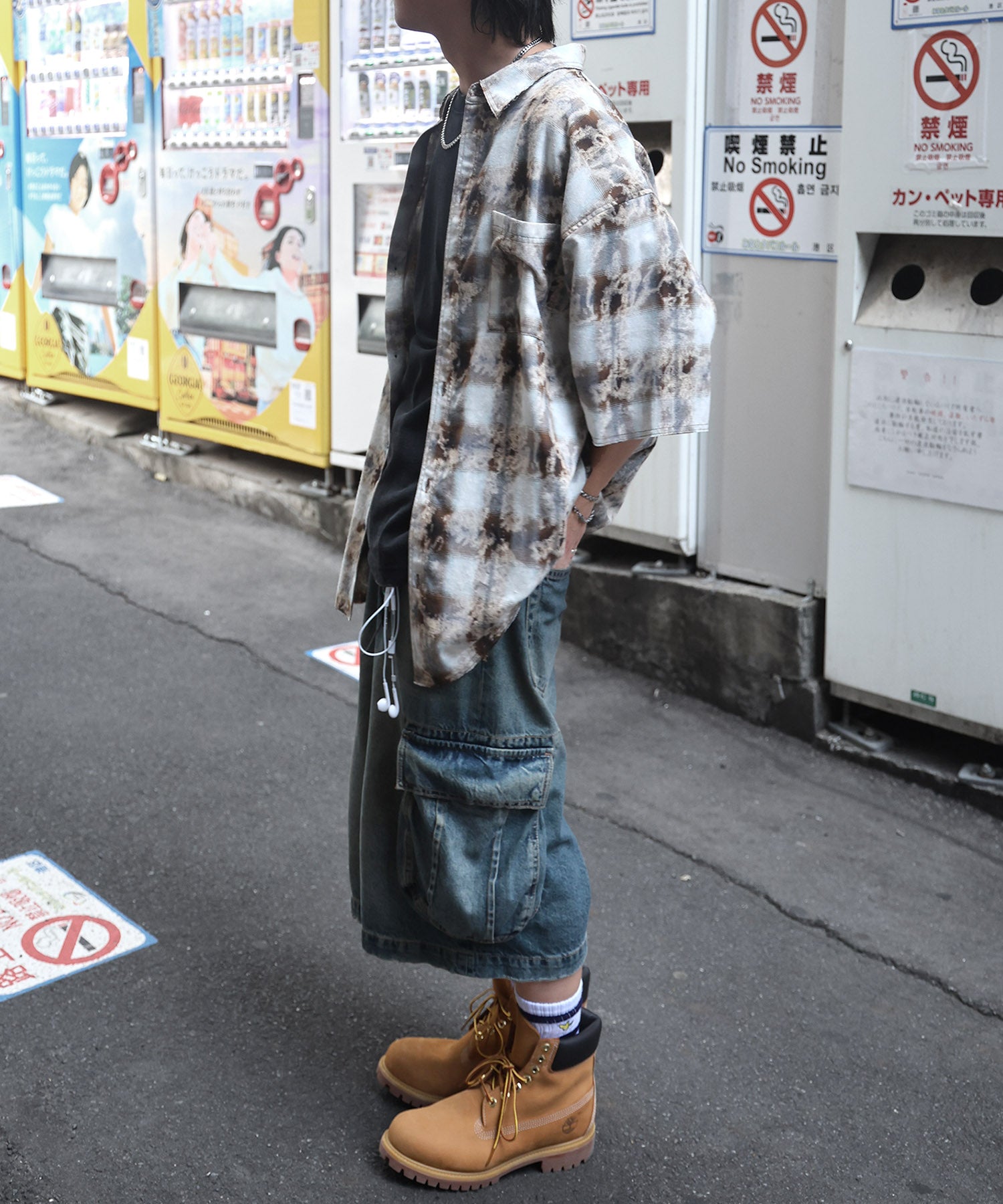 25SS ウォッシュ加工 半袖チェックシャツ