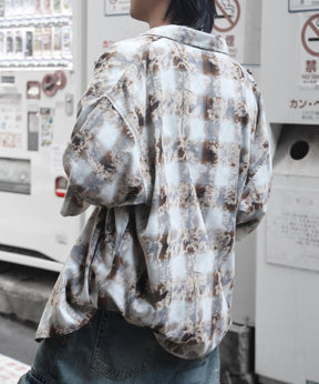 25SS ウォッシュ加工 半袖チェックシャツ