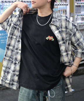 25SS ウォッシュ加工 半袖チェックシャツ