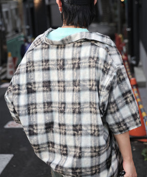 25SS ウォッシュ加工 半袖チェックシャツ
