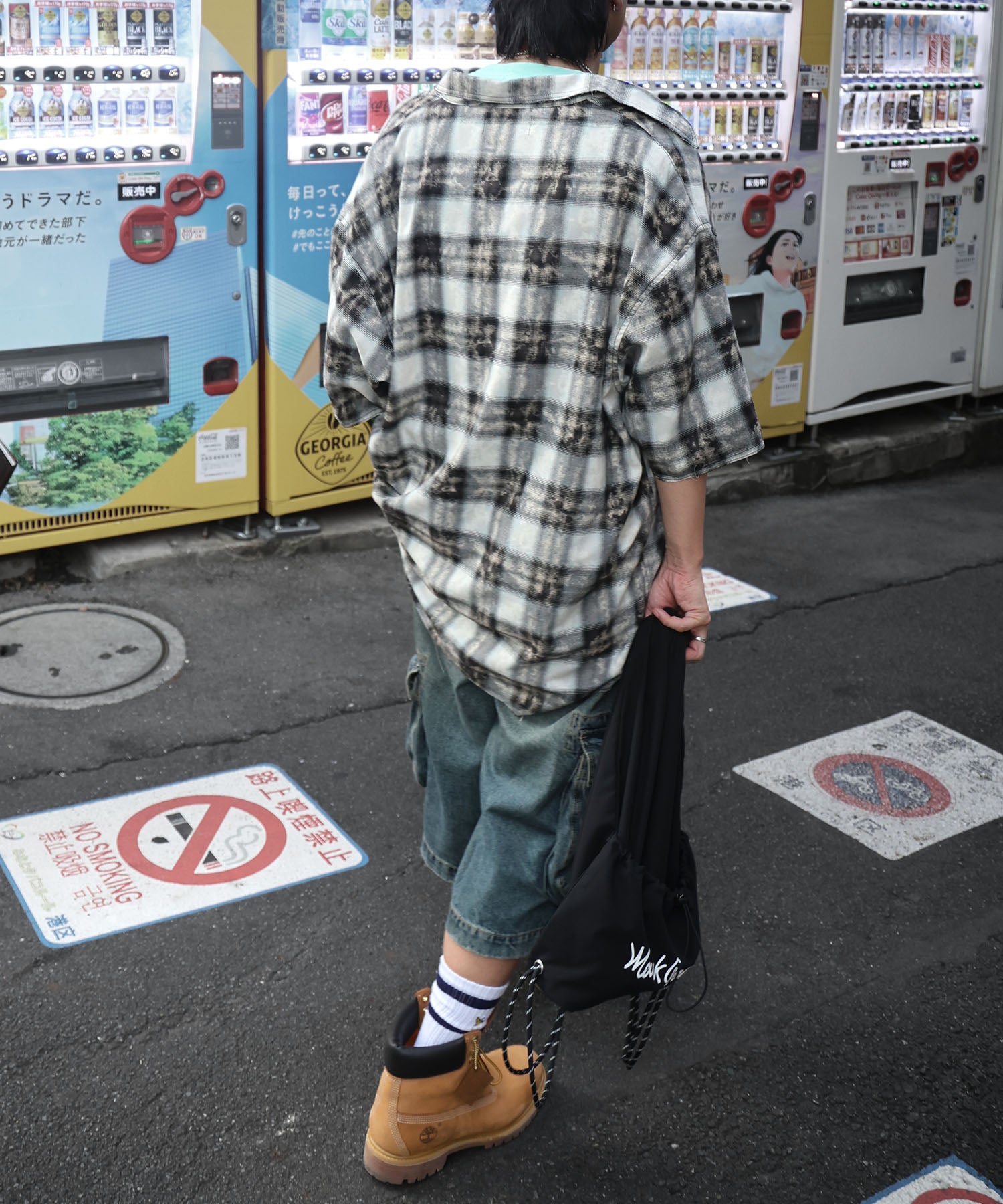 25SS ウォッシュ加工 半袖チェックシャツ