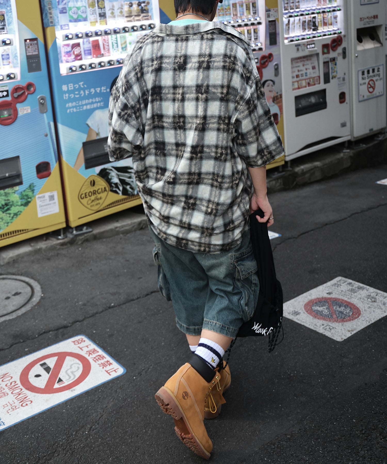 25SS ウォッシュ加工 半袖チェックシャツ