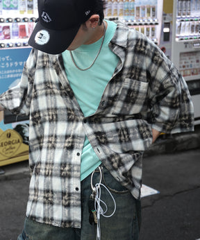 25SS ウォッシュ加工 半袖チェックシャツ