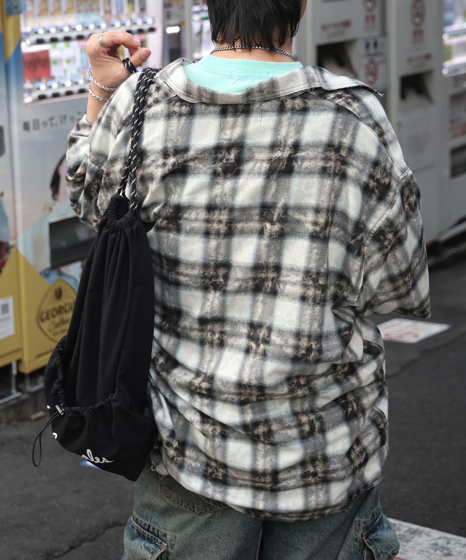 25SS ウォッシュ加工 半袖チェックシャツ