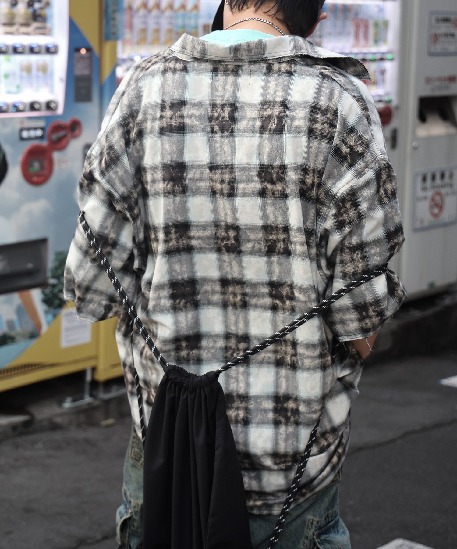 25SS ウォッシュ加工 半袖チェックシャツ
