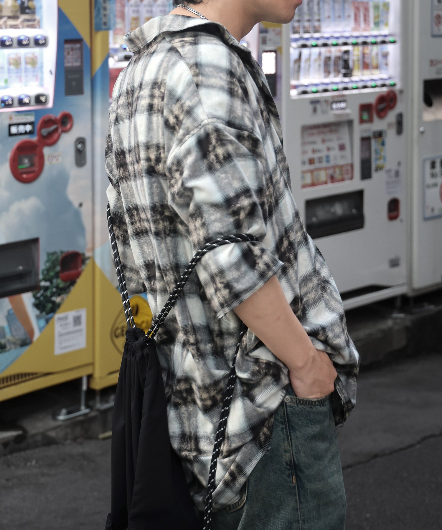 25SS ウォッシュ加工 半袖チェックシャツ