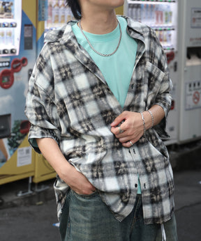 25SS ウォッシュ加工 半袖チェックシャツ
