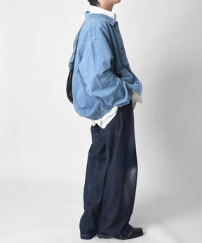 【新色追加】ビッグシルエット ヴィンテージライク ケミカルウォッシュ加工  ブルゾン デニムジャケット