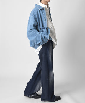 【新色追加】ビッグシルエット ヴィンテージライク ケミカルウォッシュ加工  ブルゾン デニムジャケット