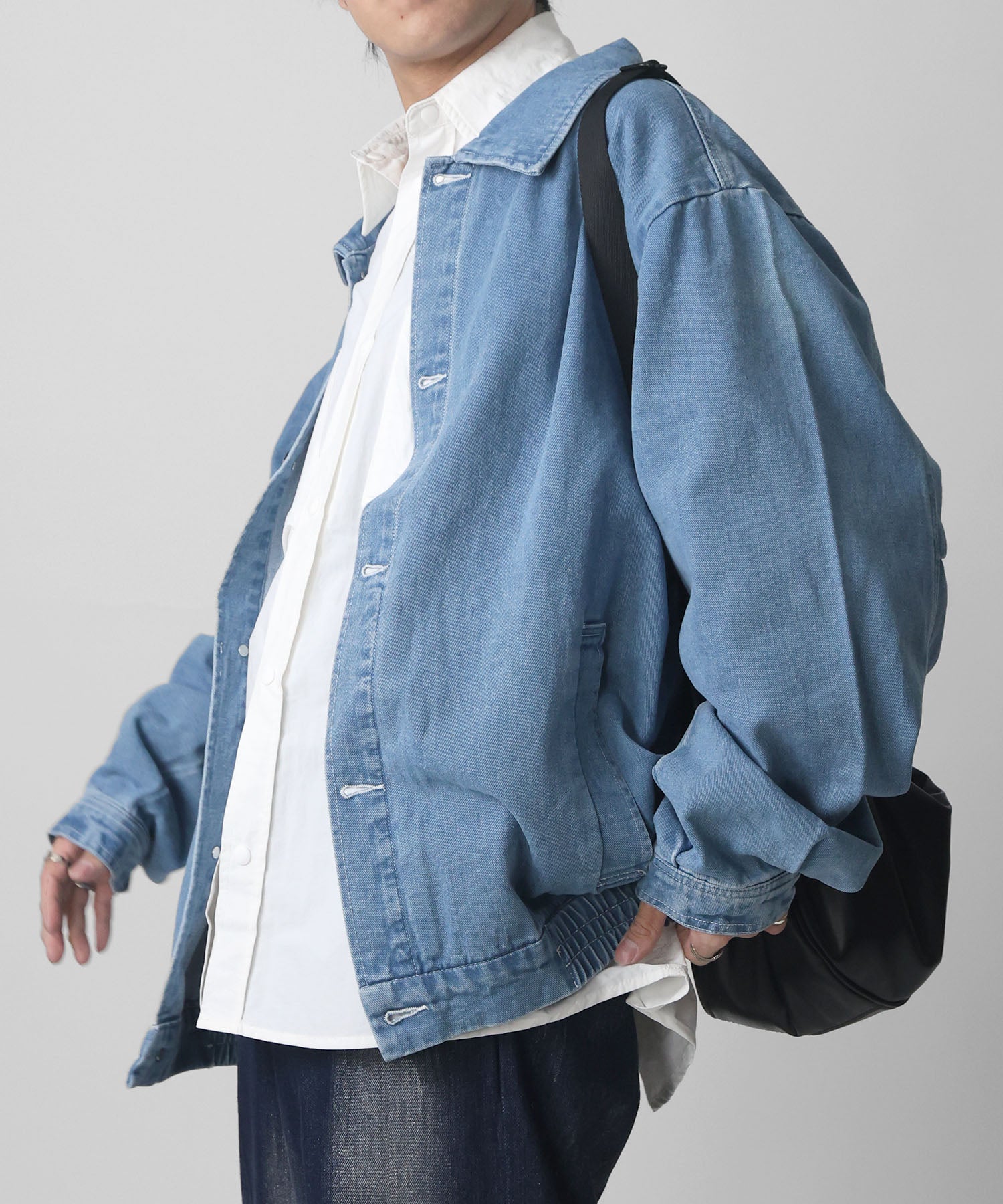 【新色追加】ビッグシルエット ヴィンテージライク ケミカルウォッシュ加工  ブルゾン デニムジャケット