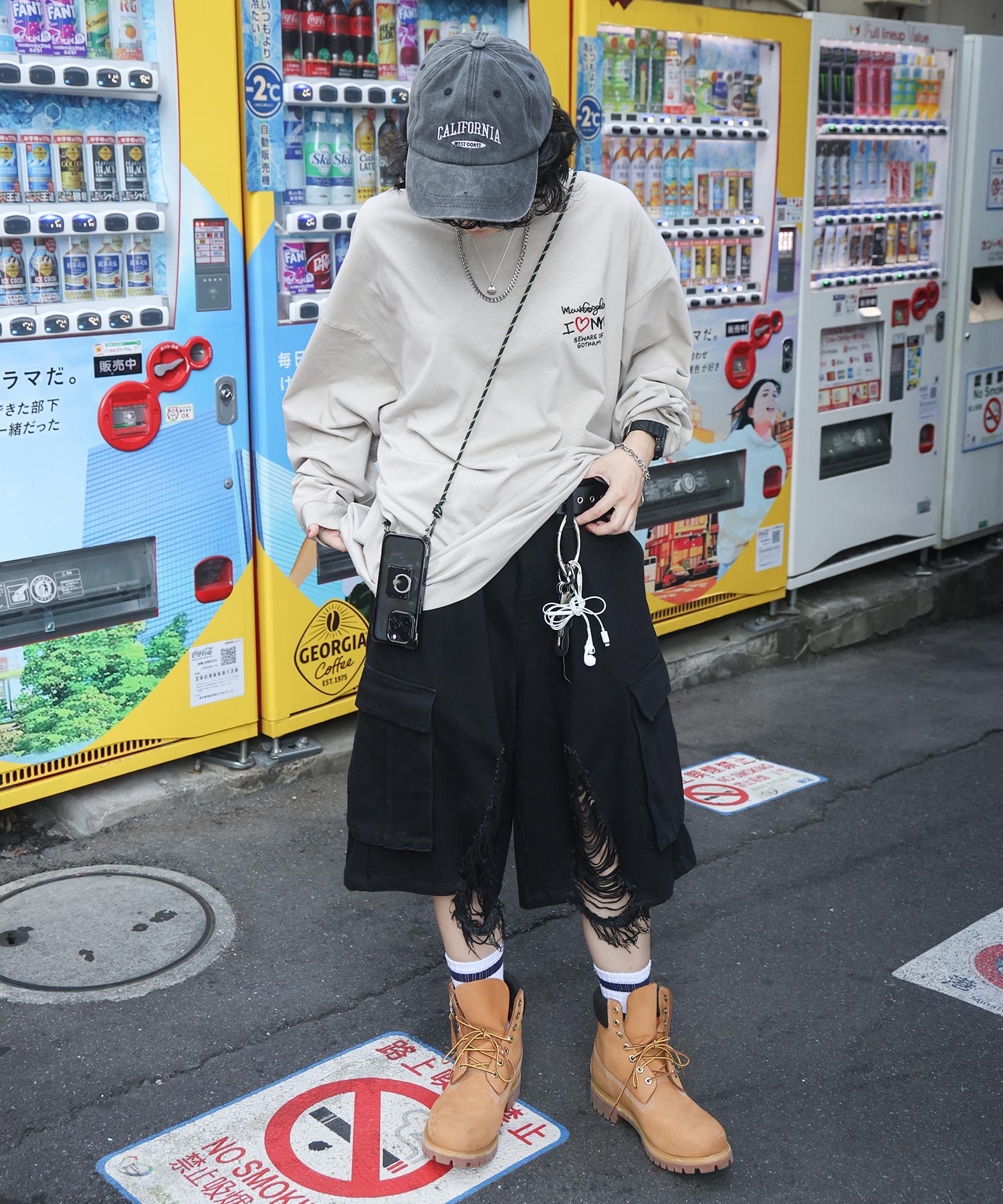 【MARK GONZALES ARTWORK COLLECTION / マークゴンザレス】ワンポイント刺繍 / ハートロゴバックプリント ビッグシルエットロンT