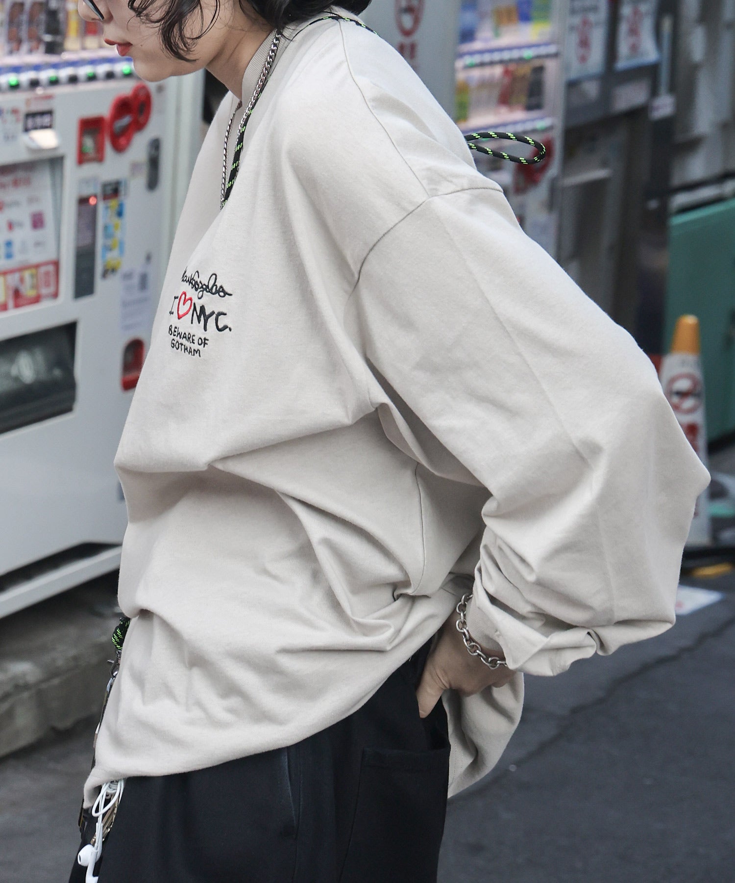 【MARK GONZALES ARTWORK COLLECTION / マークゴンザレス】ワンポイント刺繍 / ハートロゴバックプリント ビッグシルエットロンT