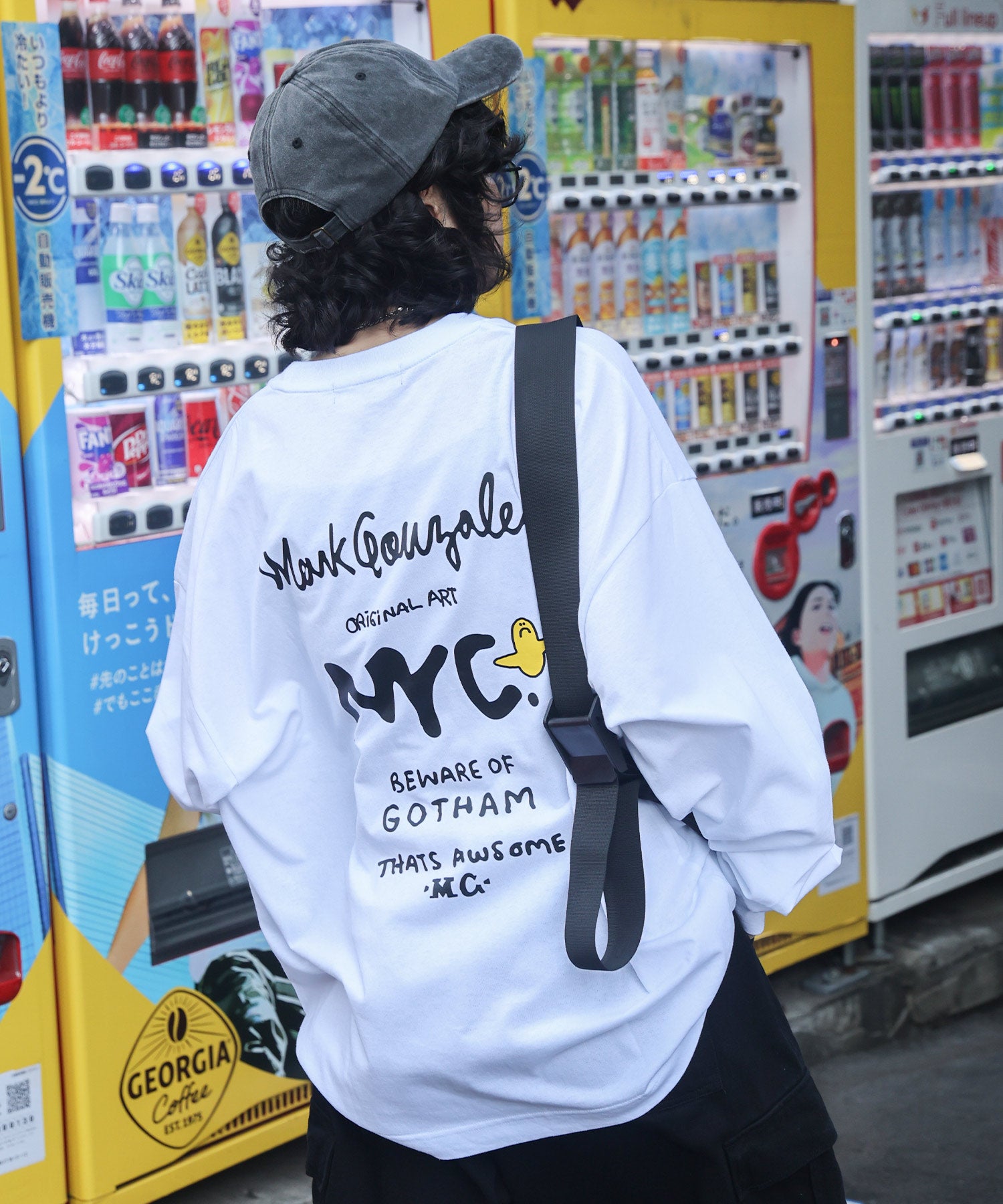 【MARK GONZALES ARTWORK COLLECTION / マークゴンザレス】ワンポイント刺繍 / エンジェルロゴバックプリント ビッグシルエットロンT