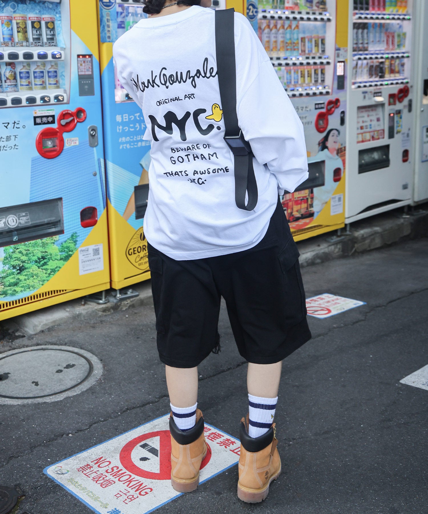 【MARK GONZALES ARTWORK COLLECTION / マークゴンザレス】ワンポイント刺繍 / エンジェルロゴバックプリント ビッグシルエットロンT
