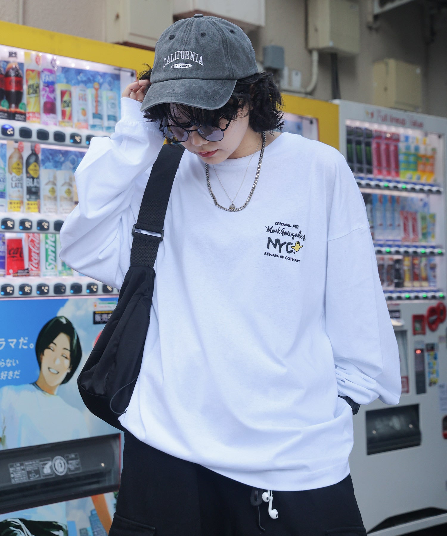 【MARK GONZALES ARTWORK COLLECTION / マークゴンザレス】ワンポイント刺繍 / エンジェルロゴバックプリント ビッグシルエットロンT