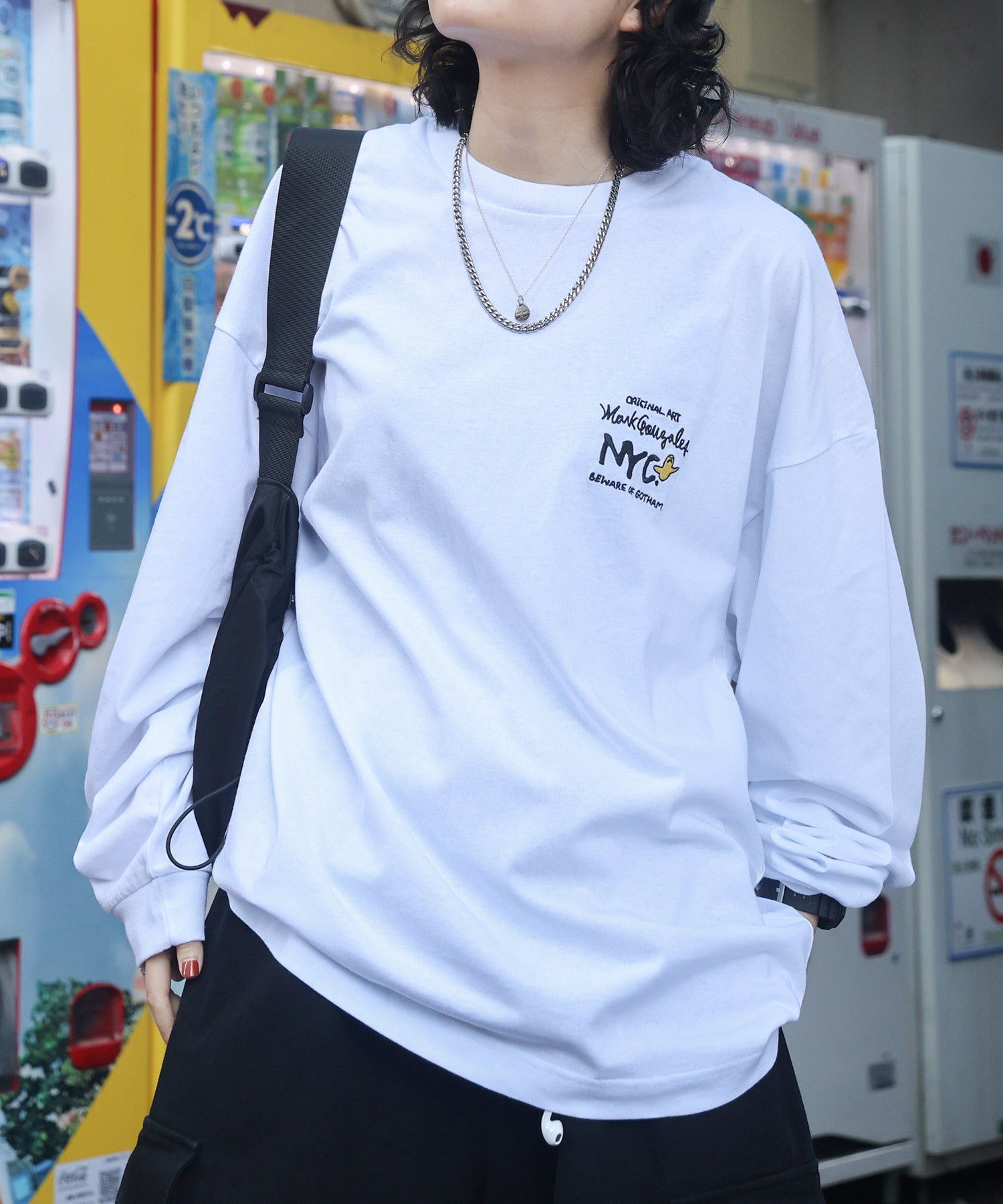 【MARK GONZALES ARTWORK COLLECTION / マークゴンザレス】ワンポイント刺繍 / エンジェルロゴバックプリント ビッグシルエットロンT