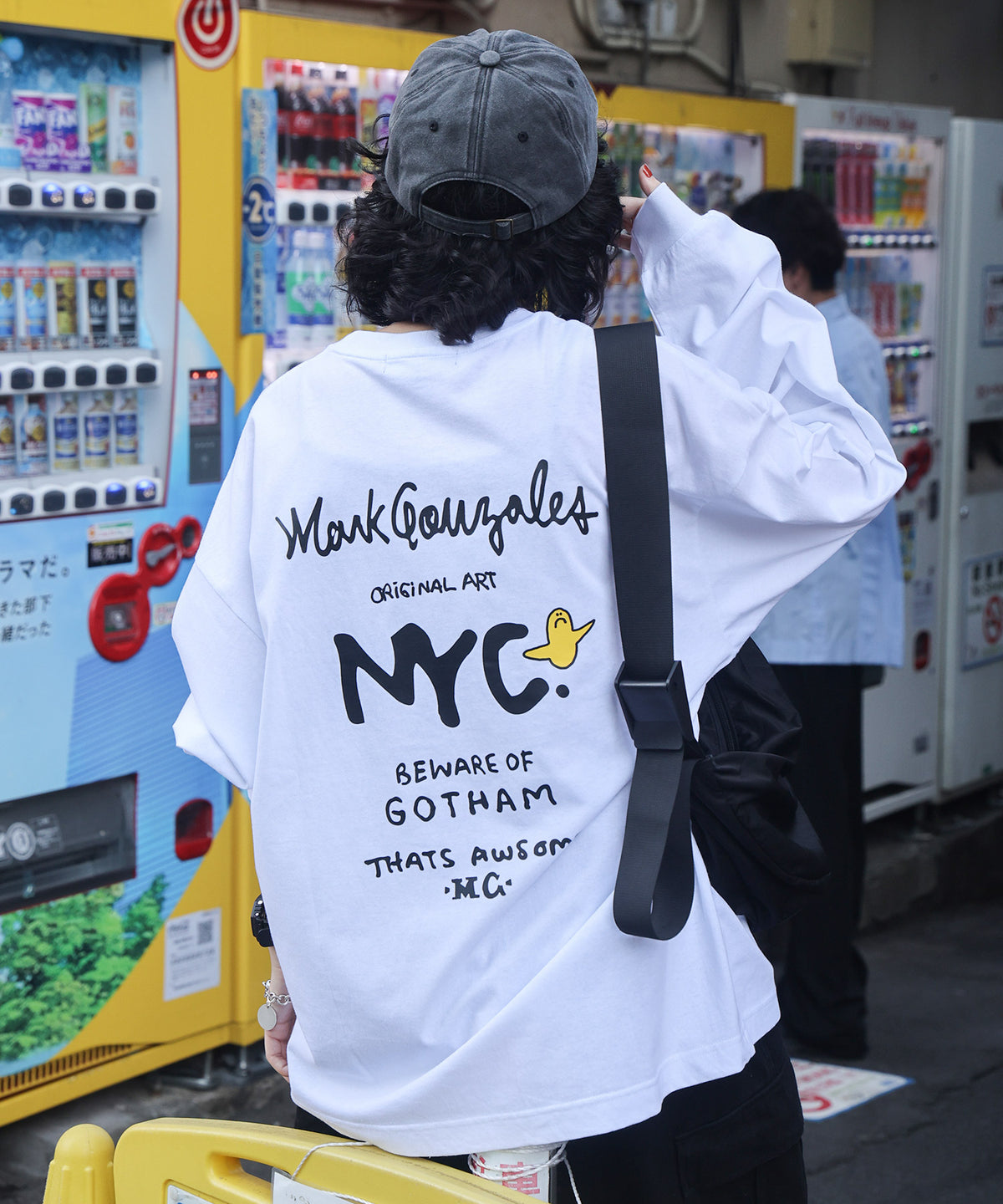 【MARK GONZALES ARTWORK COLLECTION / マークゴンザレス】ワンポイント刺繍 / エンジェルロゴバックプリント ビッグシルエットロンT