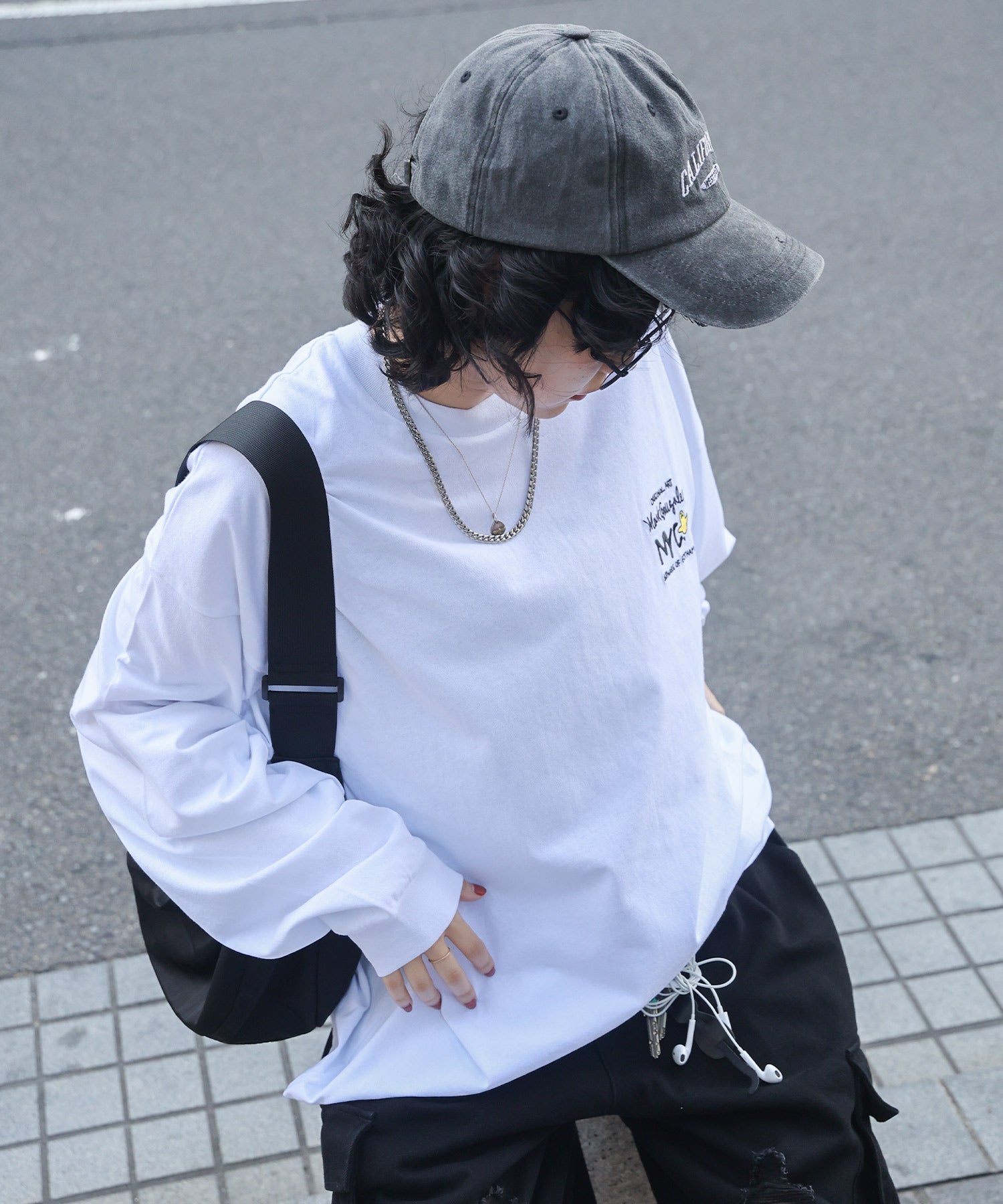 【MARK GONZALES ARTWORK COLLECTION / マークゴンザレス】ワンポイント刺繍 / エンジェルロゴバックプリント ビッグシルエットロンT