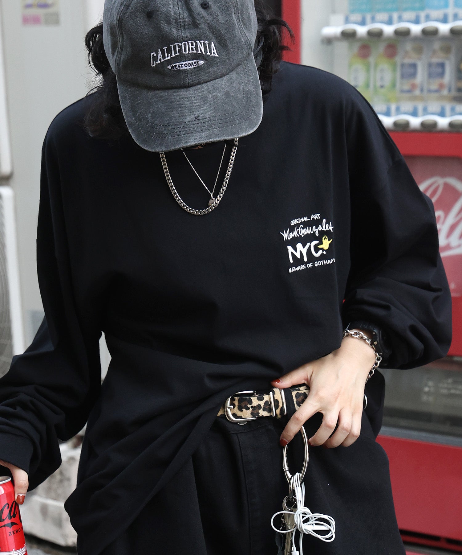 【MARK GONZALES ARTWORK COLLECTION / マークゴンザレス】ワンポイント刺繍 / エンジェルロゴバックプリント ビッグシルエットロンT