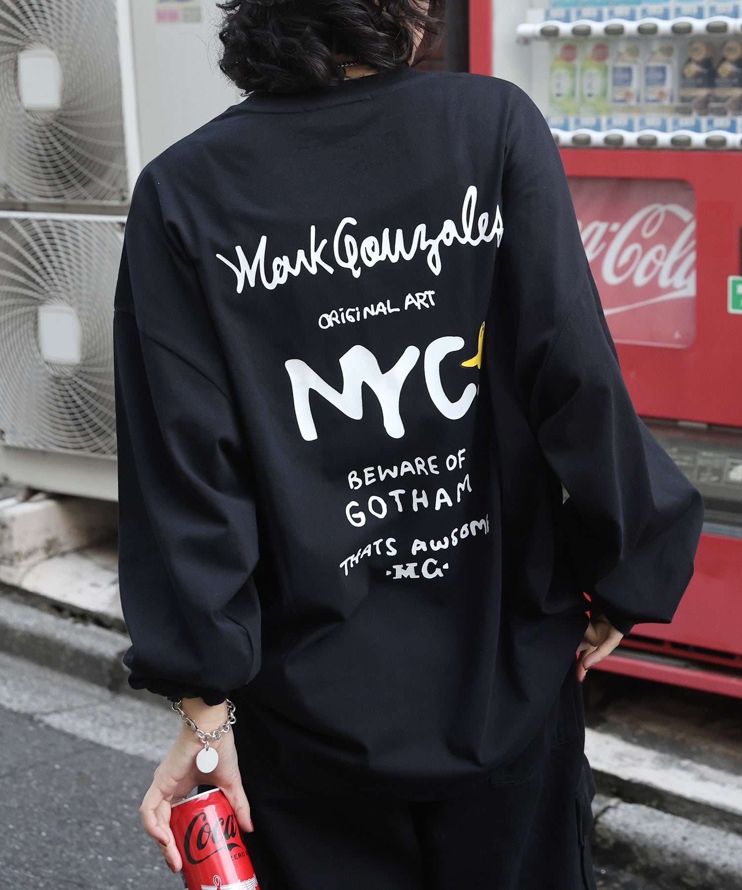 【MARK GONZALES ARTWORK COLLECTION / マークゴンザレス】ワンポイント刺繍 / エンジェルロゴバックプリント ビッグシルエットロンT