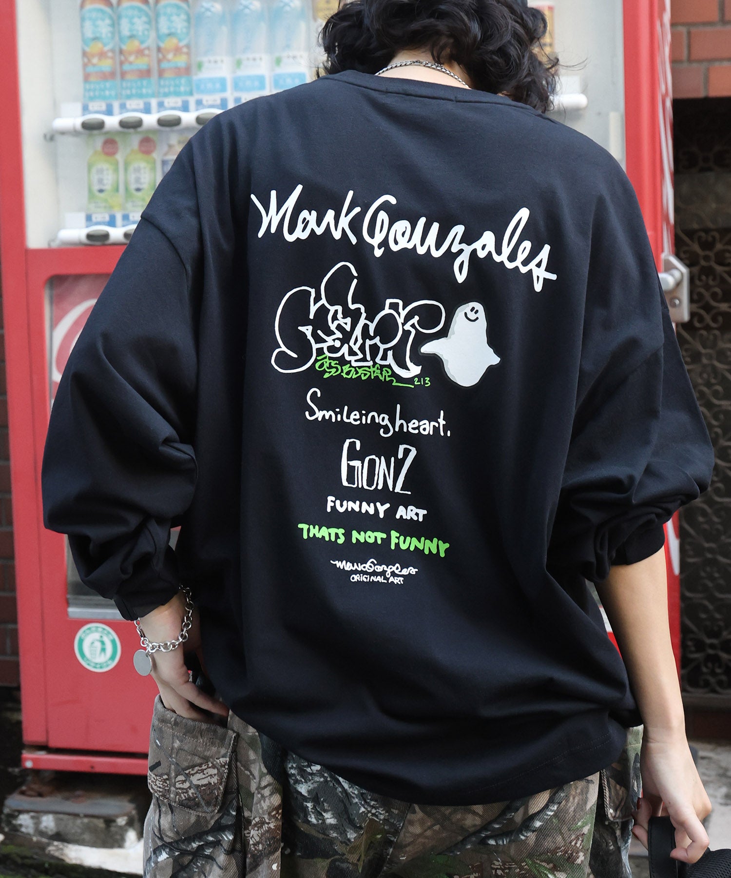 【MARK GONZALES ARTWORK COLLECTION / マークゴンザレス】ワンポイント刺繍 / カラーロゴバックプリント ビッグシルエットロンT