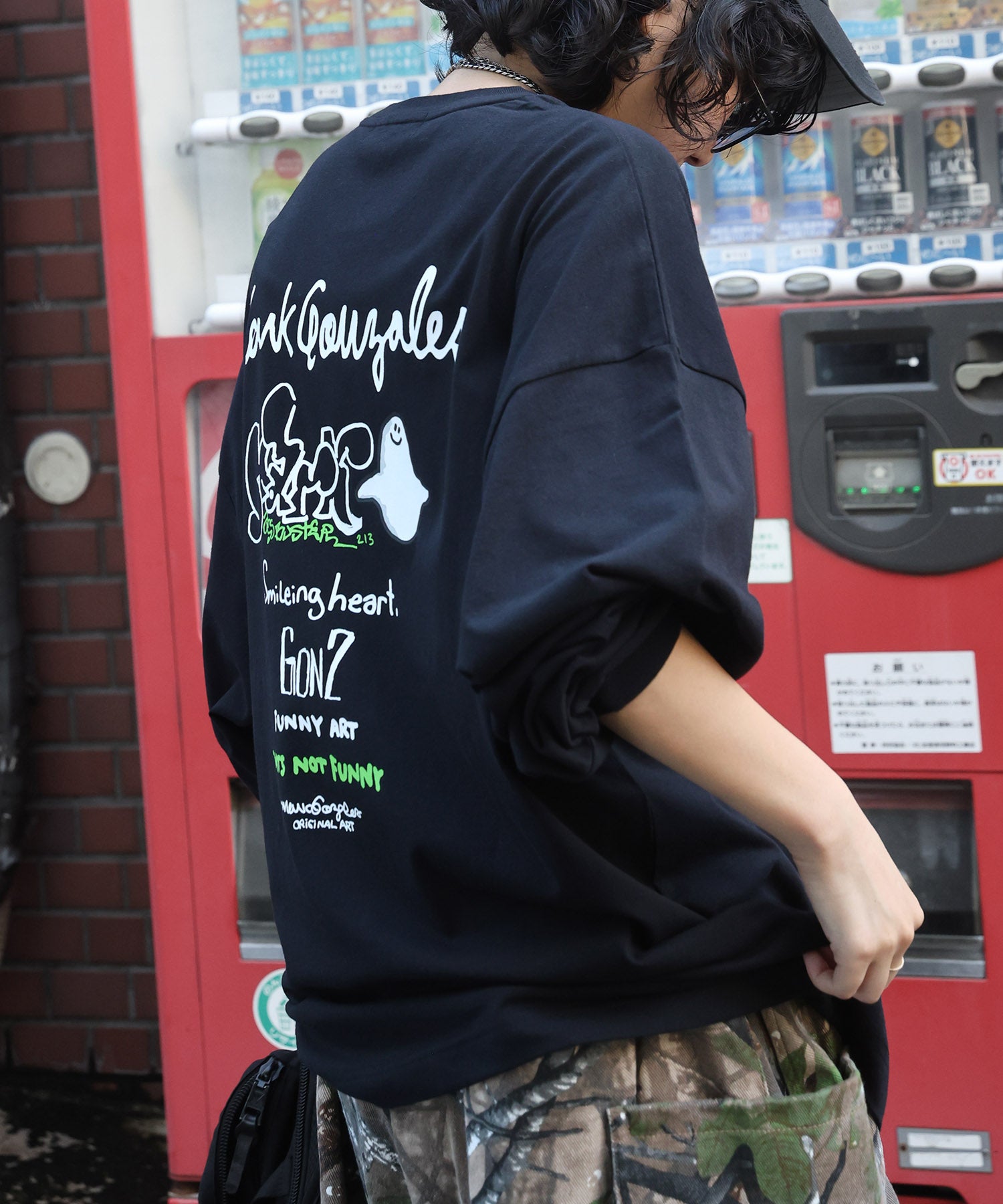 【MARK GONZALES ARTWORK COLLECTION / マークゴンザレス】ワンポイント刺繍 / カラーロゴバックプリント ビッグシルエットロンT