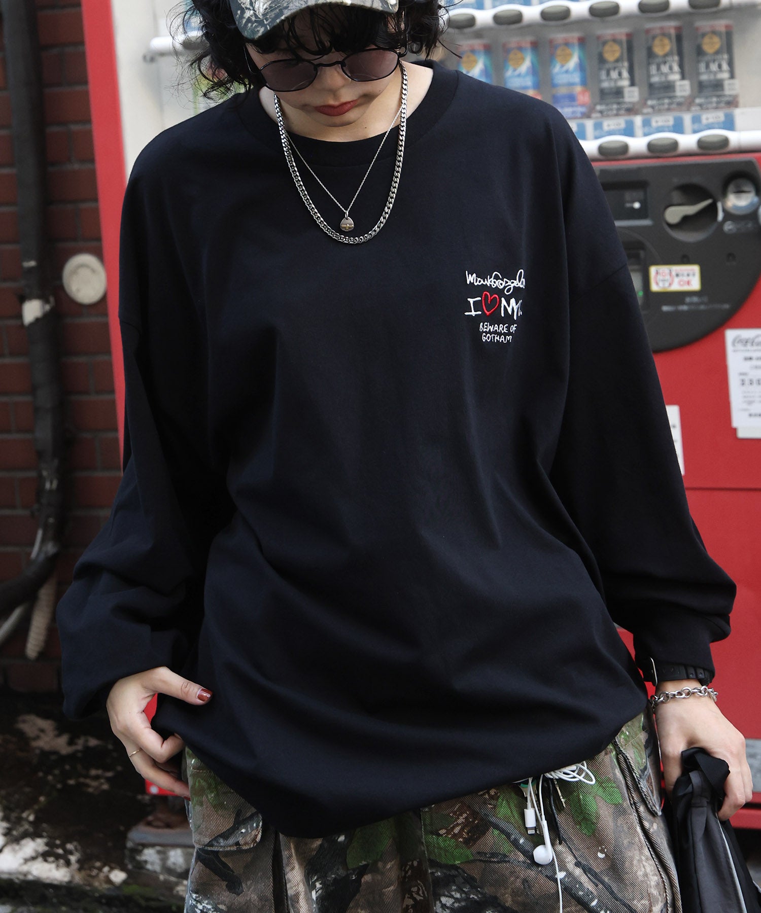 【MARK GONZALES ARTWORK COLLECTION / マークゴンザレス】ワンポイント刺繍 / ハートロゴバックプリント ビッグシルエットロンT