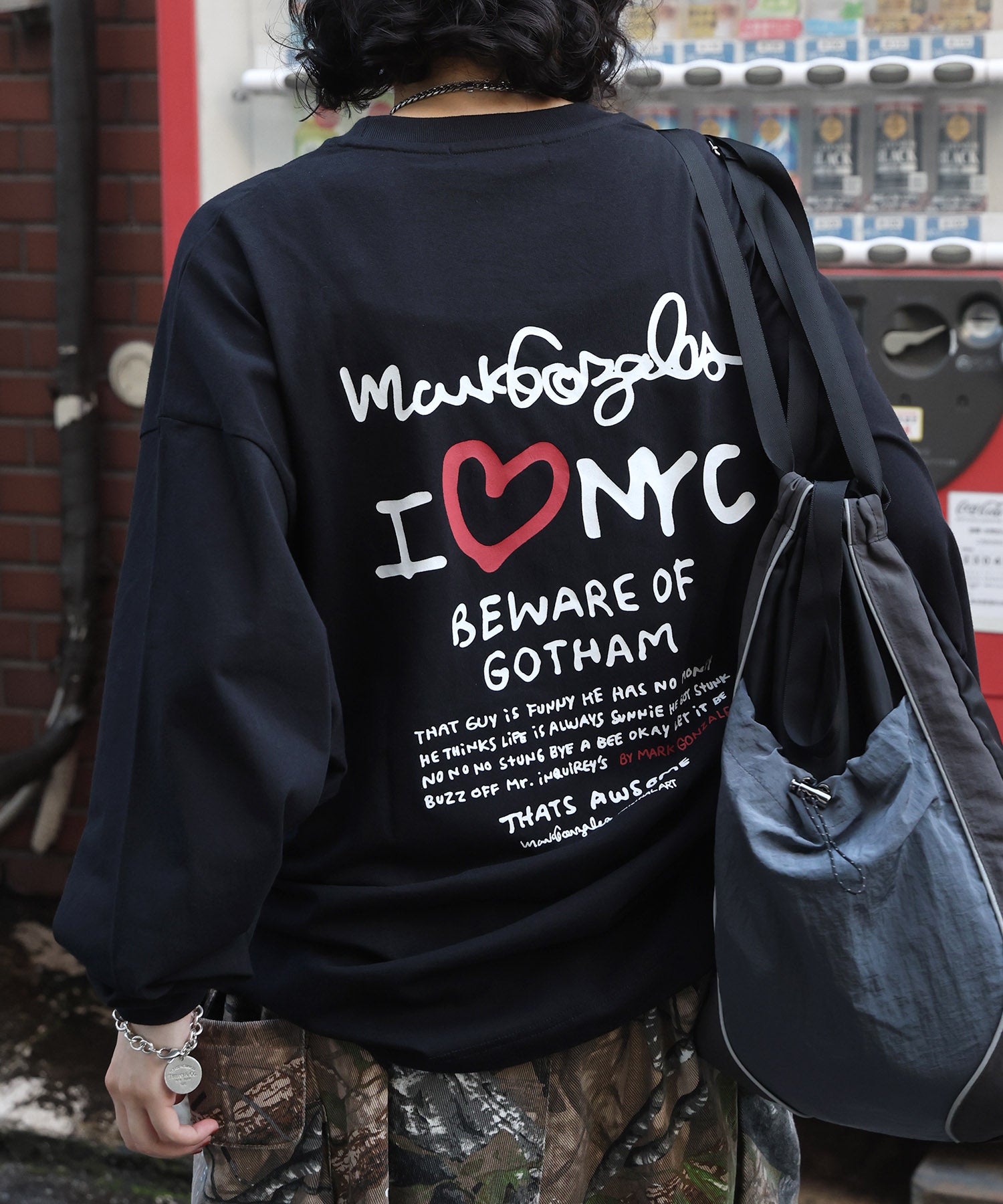 【MARK GONZALES ARTWORK COLLECTION / マークゴンザレス】ワンポイント刺繍 / ハートロゴバックプリント ビッグシルエットロンT