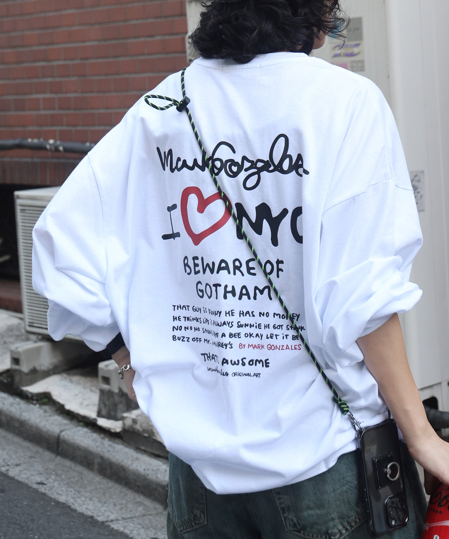 【MARK GONZALES ARTWORK COLLECTION / マークゴンザレス】ワンポイント刺繍 / ハートロゴバックプリント ビッグシルエットロンT