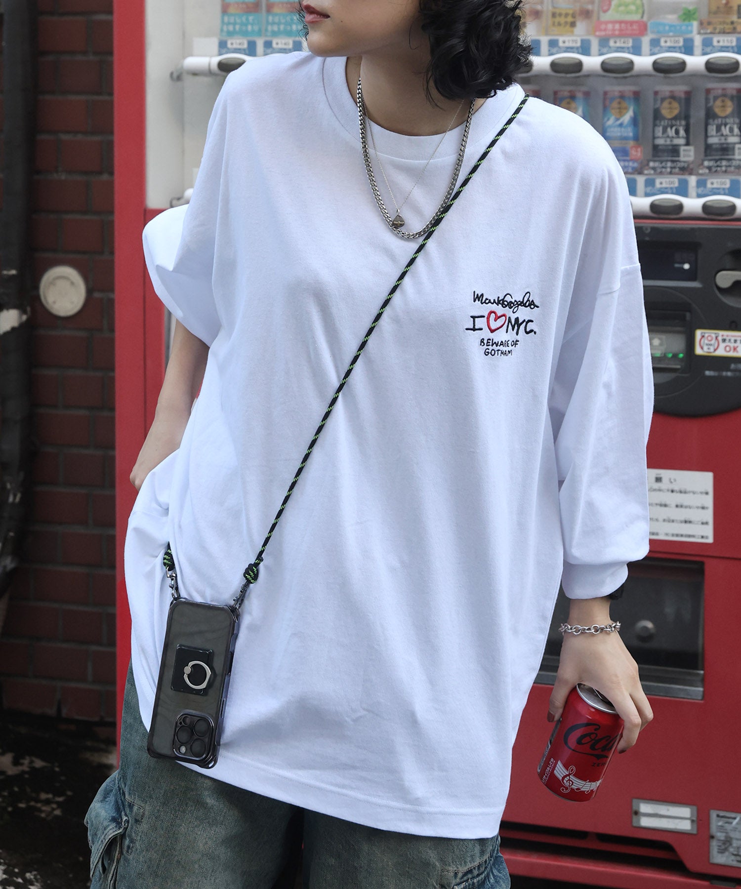 【MARK GONZALES ARTWORK COLLECTION / マークゴンザレス】ワンポイント刺繍 / ハートロゴバックプリント ビッグシルエットロンT