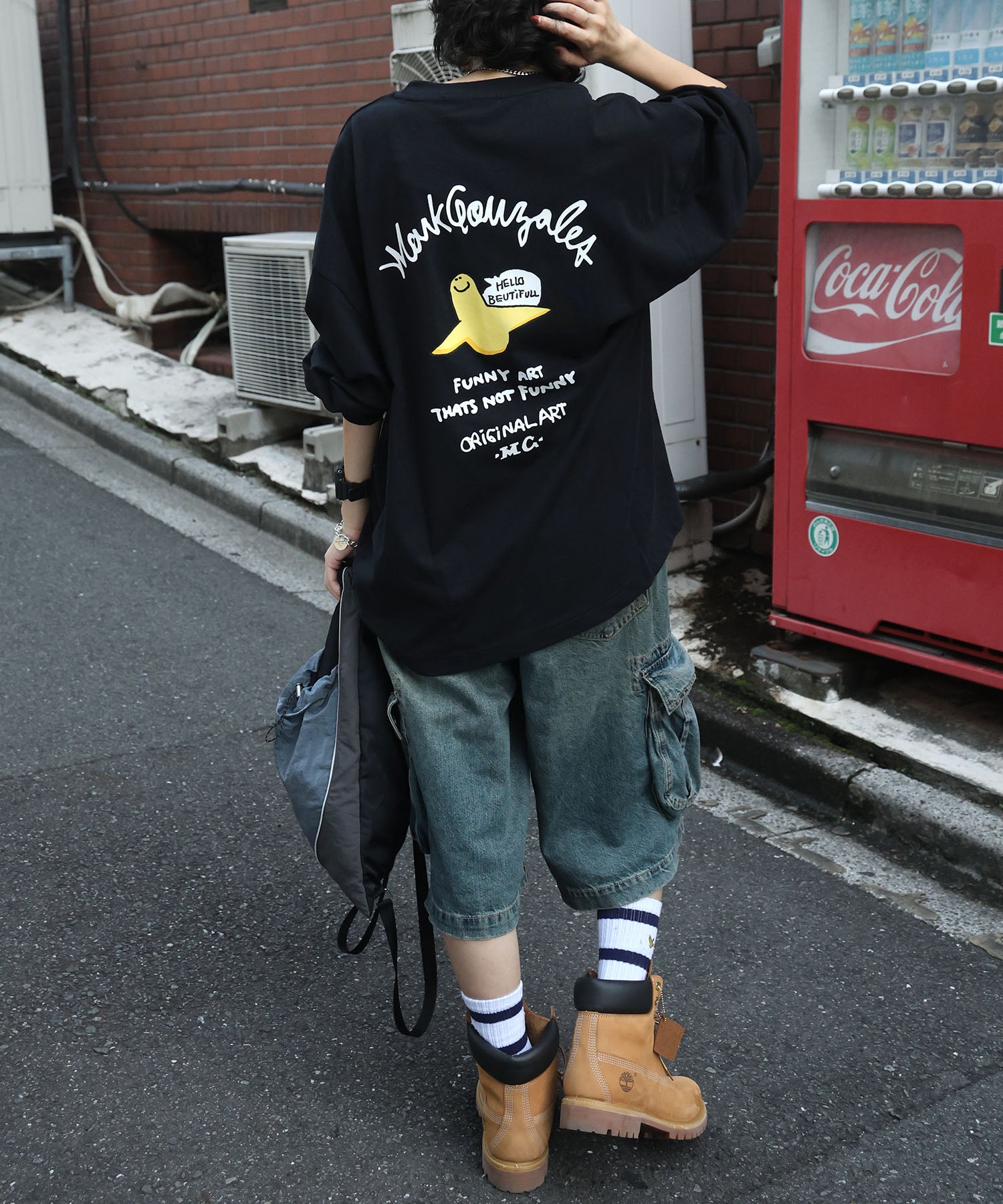 【MARK GONZALES ARTWORK COLLECTION / マークゴンザレス】ワンポイント刺繍 / アーチロゴバックプリント ビッグシルエットロンT