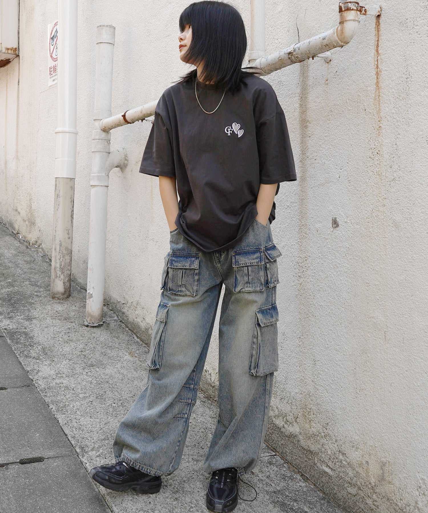 25SS ハートワンポイント刺繍 半袖Tシャツ