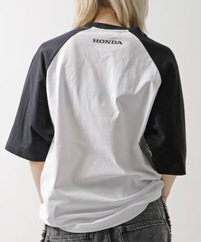 25SS【HONDA / ホンダ】フロントプリント ボックスシルエット ラグラン半袖Tシャツ