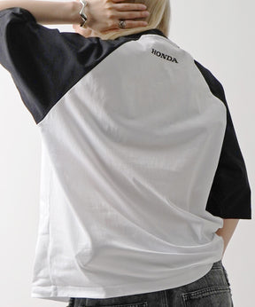 25SS【HONDA / ホンダ】フロントプリント ボックスシルエット ラグラン半袖Tシャツ