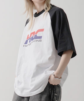 25SS【HONDA / ホンダ】フロントプリント ボックスシルエット ラグラン半袖Tシャツ
