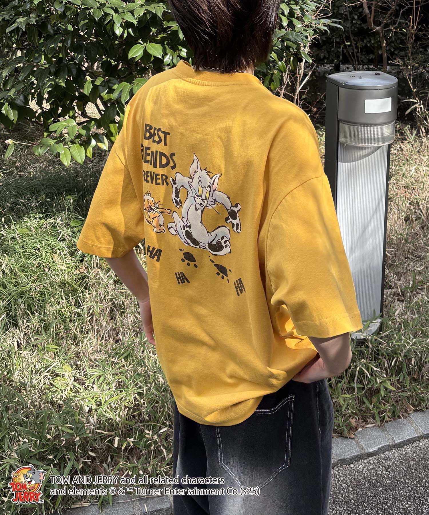 25SS【TOM&JERRY / トムトジェリー】足跡 ビッグシルエットバックプリントTシャツ