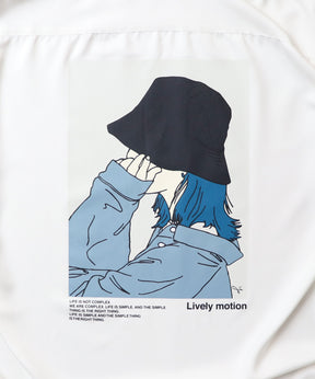 25SS ビッグシルエット バケットガール イラストバックプリントシャツ 長袖