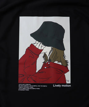25SS ビッグシルエット バケットガール イラストバックプリントシャツ 長袖