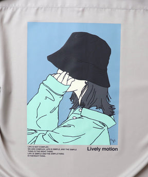 25SS ビッグシルエット バケットガール イラストバックプリントシャツ 長袖