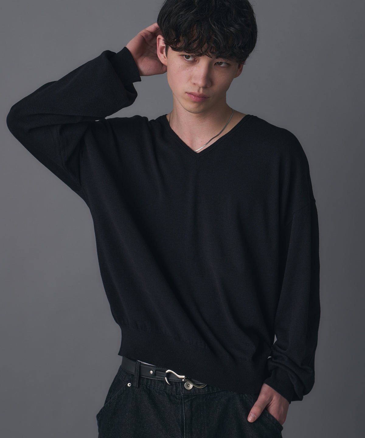 V-neck High Gauge Knit / Vネックハイゲージニット