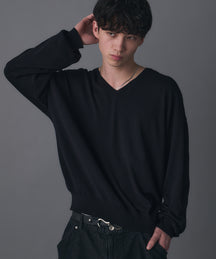 V-neck High Gauge Knit / Vネックハイゲージニット